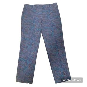 Talbots Blue, Purple, and Yellow Retro Paisley Dress Pants, Size 8